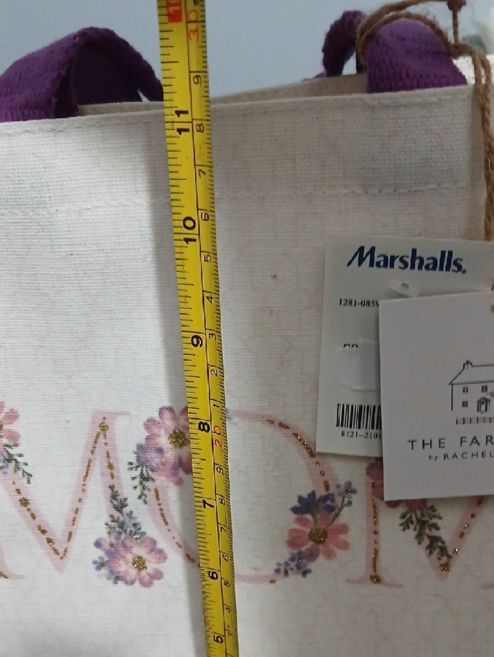 Floral 'MOM' Canvas Tote Bag in Cream and Pink NWT - Picture 8 of 9
